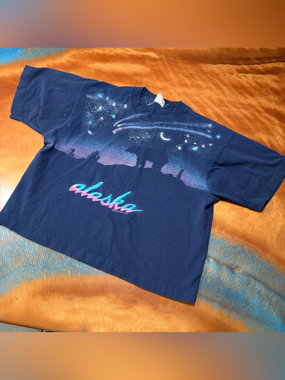 Vintage Alaskan Aurora Northern lights graphic print Crop top t- shirt
USA